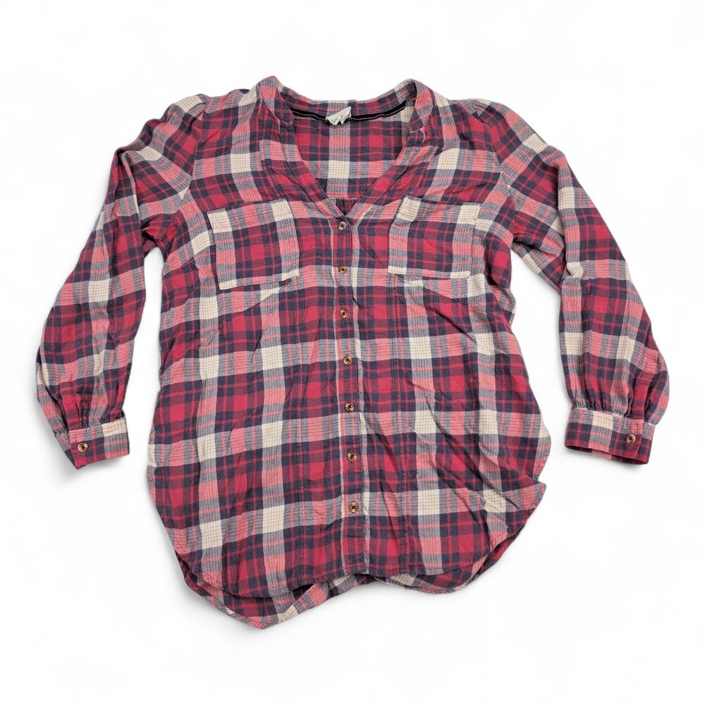 Anthropologie Plaid Button-Down Shirt Size 10 - Lightweight Flannel